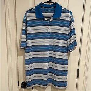 Nike Golf Tour Performance Dri-Fit Blue and White Polo